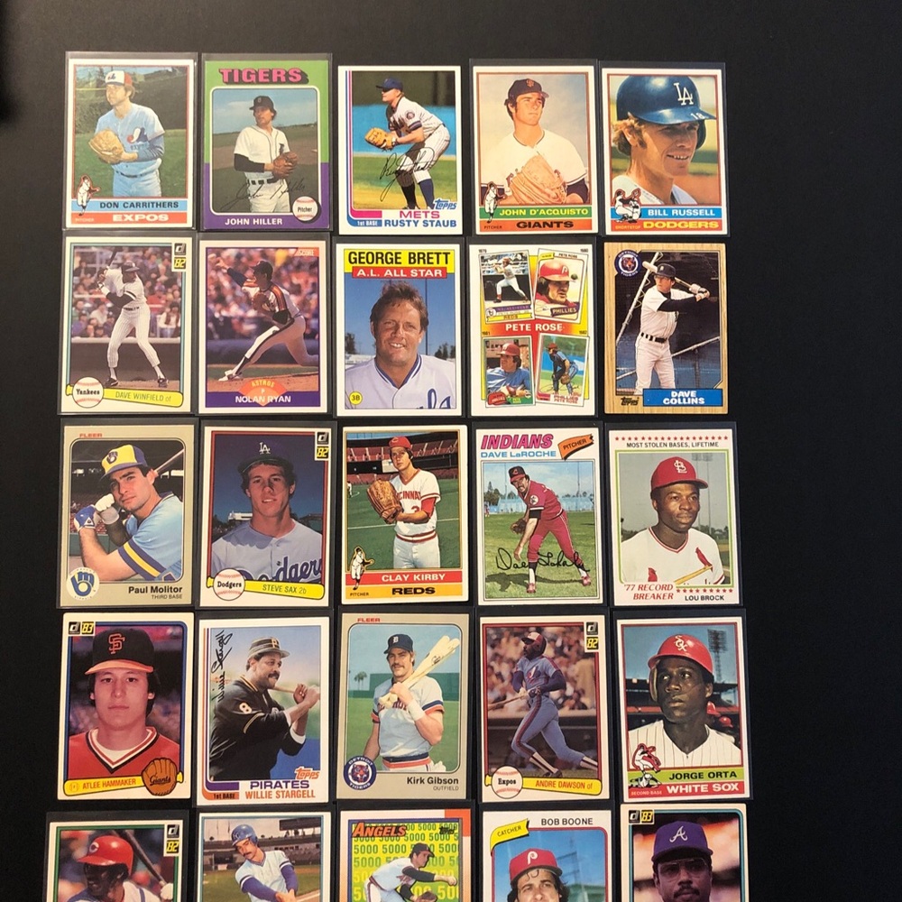 (25) 1970s  80s Baseball Cards George Brett Nolan Ryan Brock Stargell Winfield
